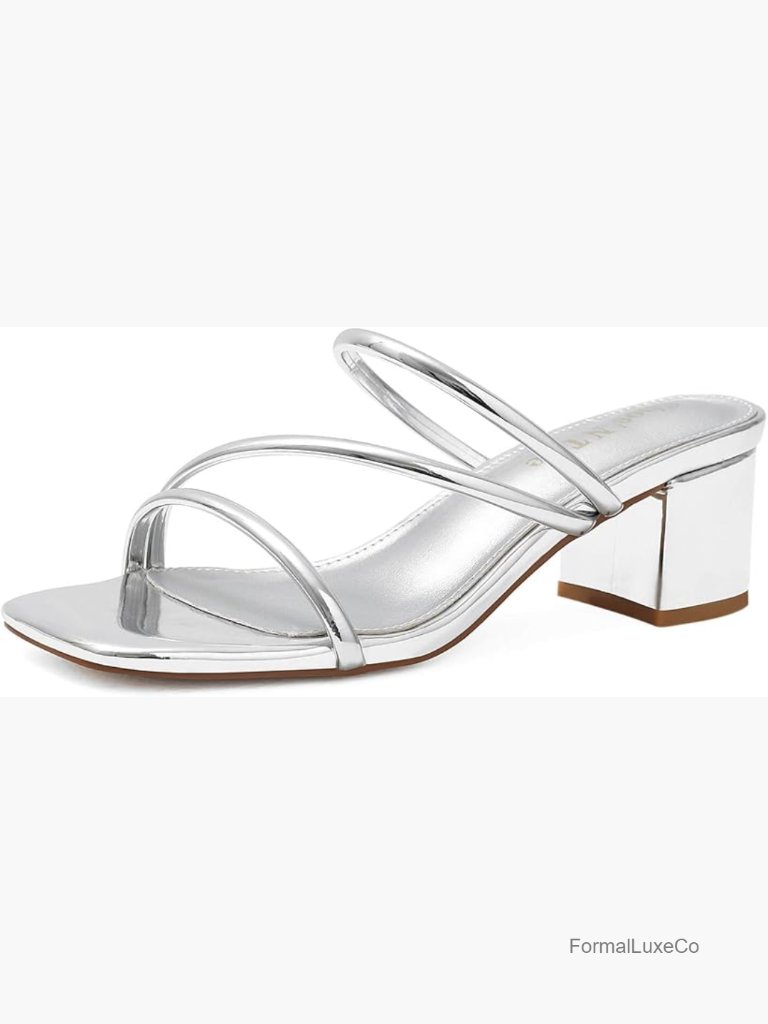 Chunky Block Heel Square Open Toe Slip On Mules Sandals